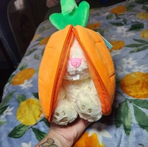 Cuddly Bunny in Orange Carrot Hide Away! Zip Up And Hide Plush Play Right Rabbit